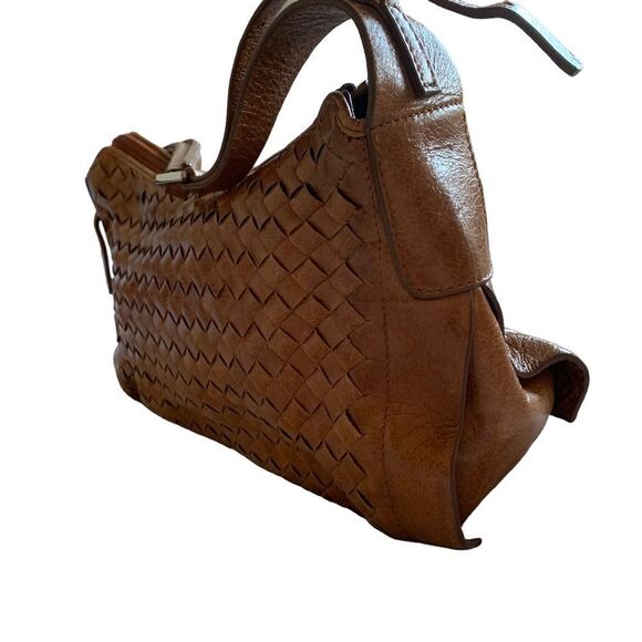 Woven Camel Cognac Color Genuine Leather Handbag‎ NWOT Mini Small Purse Bag - Picture 13 of 16